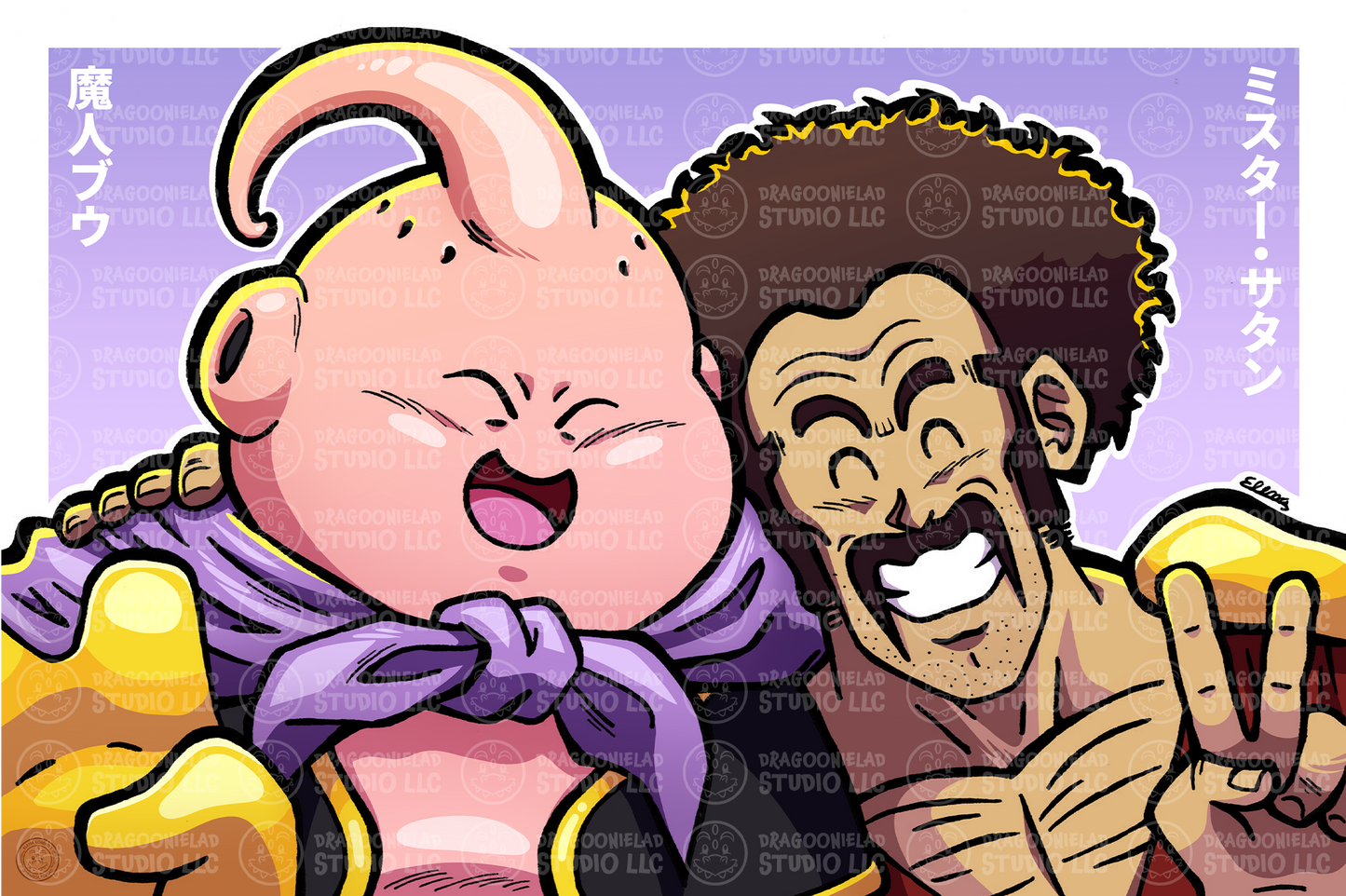 Hercule and Majin Buu Art Print Design