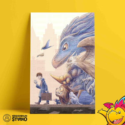 A Wizard, A Briefcase, and the Beasts - Art Print