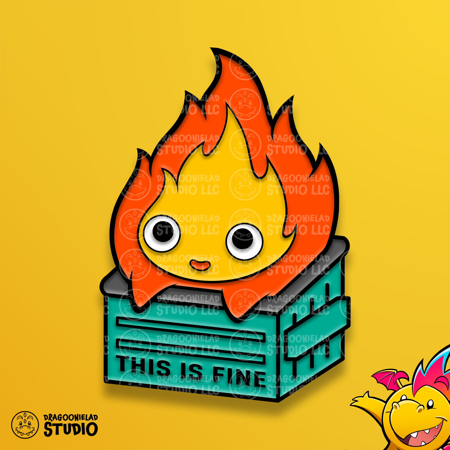 This Is Fine... - Dumpster Calcifer Pin